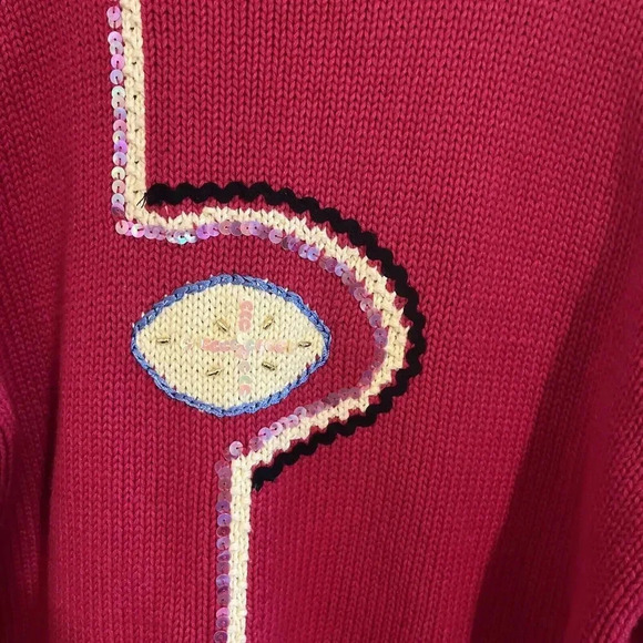 Vintage Storybook Knits Sweater Mola Festival HSN Chickens Size Large Womens Red - Picture 9 of 9